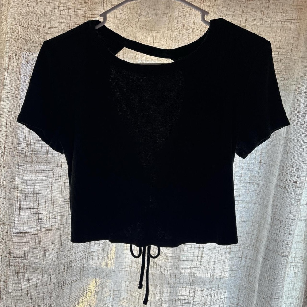 Wild Fable Black Cutout Crop Top